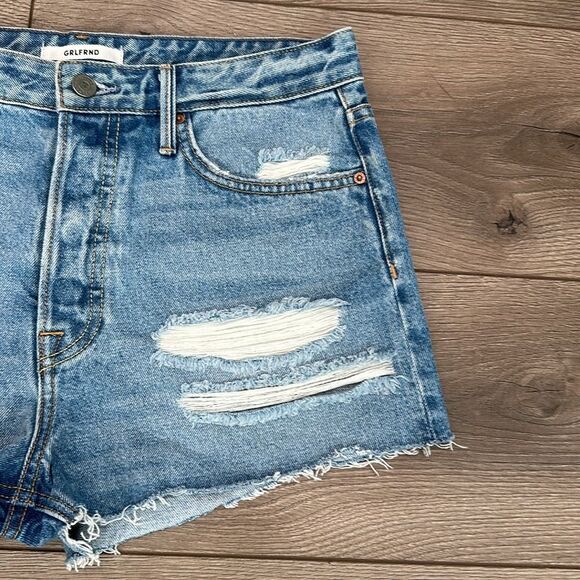 GRLFRND Cindy Button-Fly Distressed Blue Jean Cut Off‎ Shorts Size 28 - Picture 10 of 13